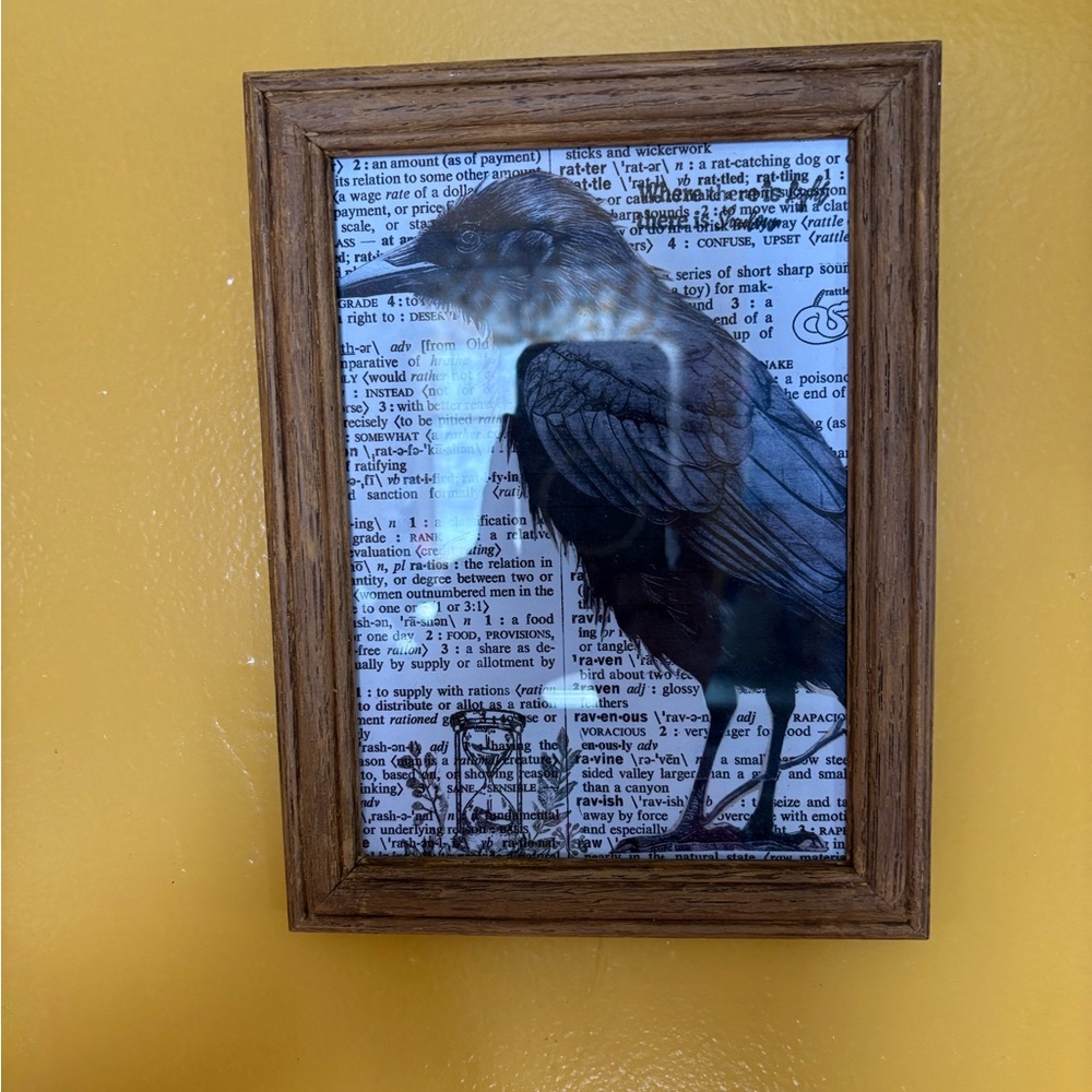 Framed Crow Art on Dictionary Page